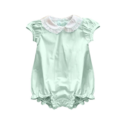 (Pre Order) No moq SR3324 pre-order baby girl clothes green short sleeve romper-2025.10.15