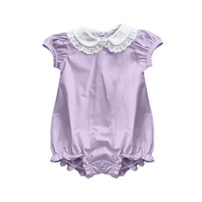 (Pre Order) No moq SR3326 pre-order baby girl clothes purple short sleeve romper-2025.10.15