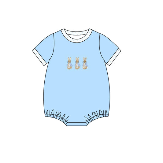 (Pre Order) No moq SR3339 pre-order baby boy clothes easter blue short sleeve romper-2025.10.17