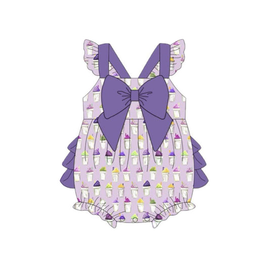 (Pre Order) No moq SR3344 pre-order baby girl clothes purple flying sleeve romper-2025.10.18