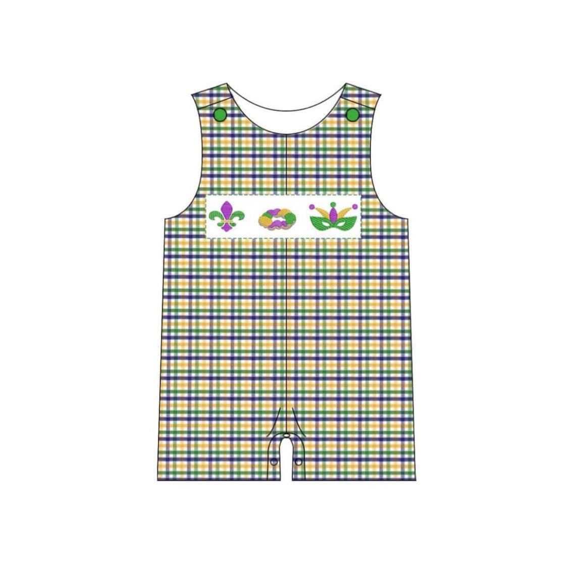 (Pre Order) No moq SR3351 pre-order baby boy clothes mardi gras vest romper-2025.10.20