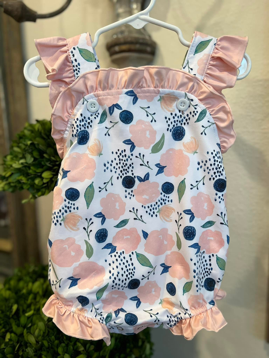 (Pre Order) No moq SR3354 pre-order baby girl clothes floral sleeveless romper-2025.10.20