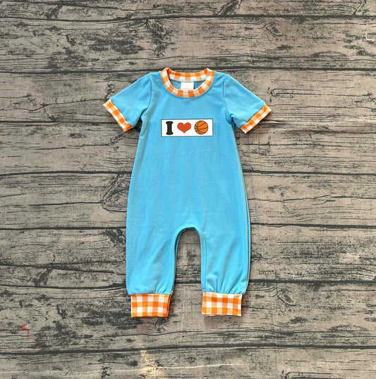 (Pre Order) No moq SR3366 pre-order baby boy clothes embroidery blue short sleeve romper-2025.11.14