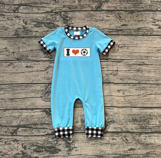 (Pre Order) No moq SR3369 pre-order baby boy clothes embroidery blue short sleeve romper-2025.11.14