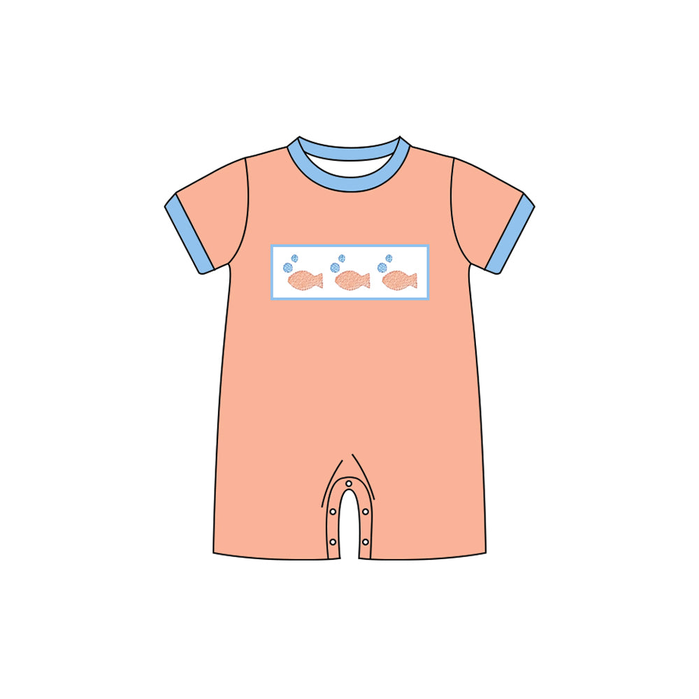 (Pre Order) No moq SR3408 pre-order baby boy clothes orange short sleeve romper-2025.10.25