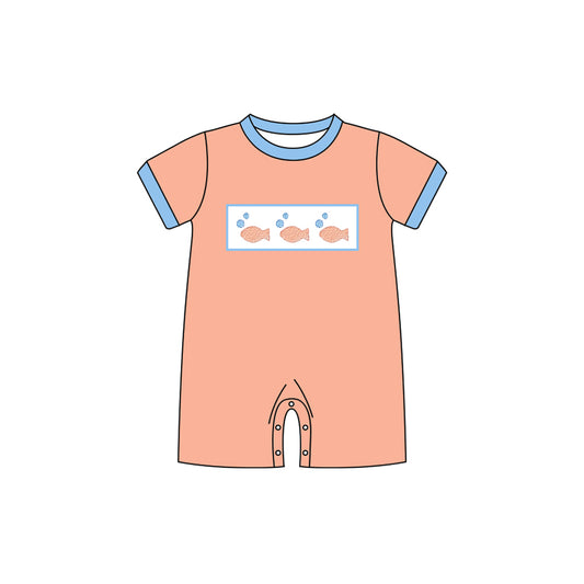 (Pre Order) No moq SR3408 pre-order baby boy clothes orange short sleeve romper-2025.10.25