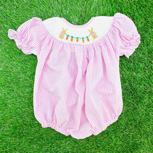 (Pre Order) No moq SR3416 pre-order baby girl clothes easter short sleeve romper-2025.10.27
