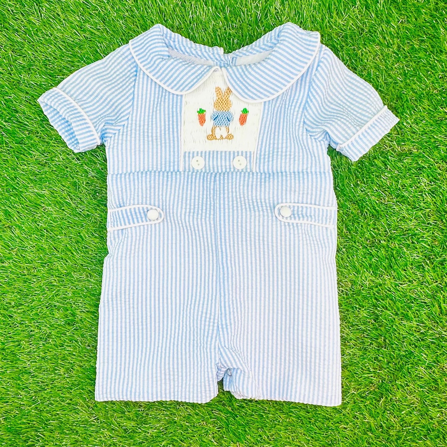 (Pre Order) No moq SR3417 pre-order baby boy clothes easter short sleeve romper-2025.10.27