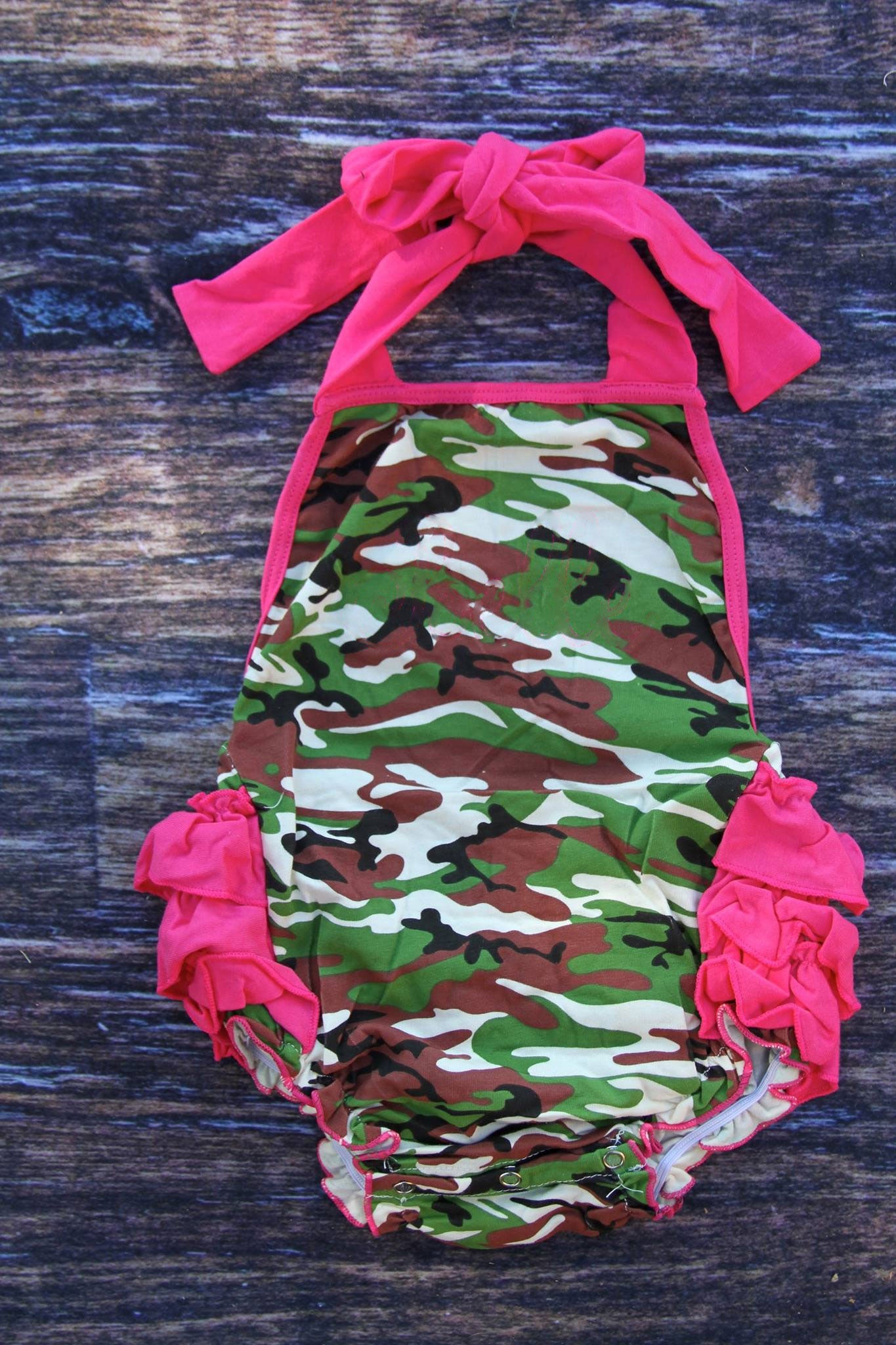(Pre Order) No moq SR3420 pre-order baby girl clothes camouflage vest romper-2025.10.27