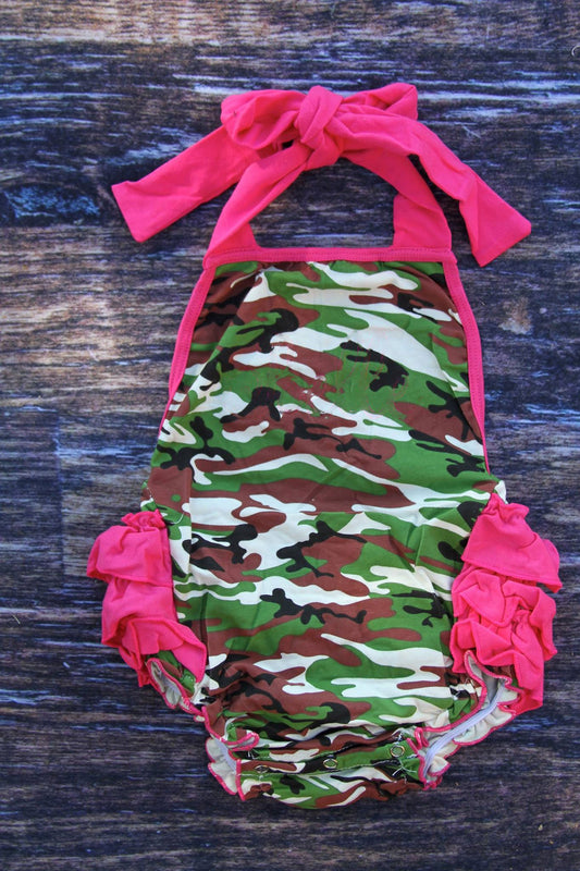 (Pre Order) No moq SR3420 pre-order baby girl clothes camouflage vest romper-2025.10.27