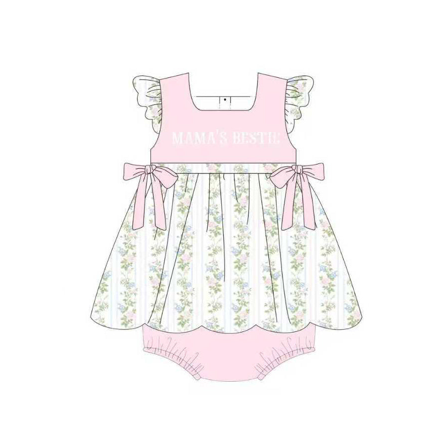 (Pre Order) No moq SR3423 pre-order baby girl clothes MAMA flying sleeve romper-2025.10.27