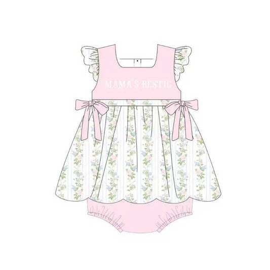 (Pre Order) No moq SR3423 pre-order baby girl clothes MAMA flying sleeve romper-2025.10.27