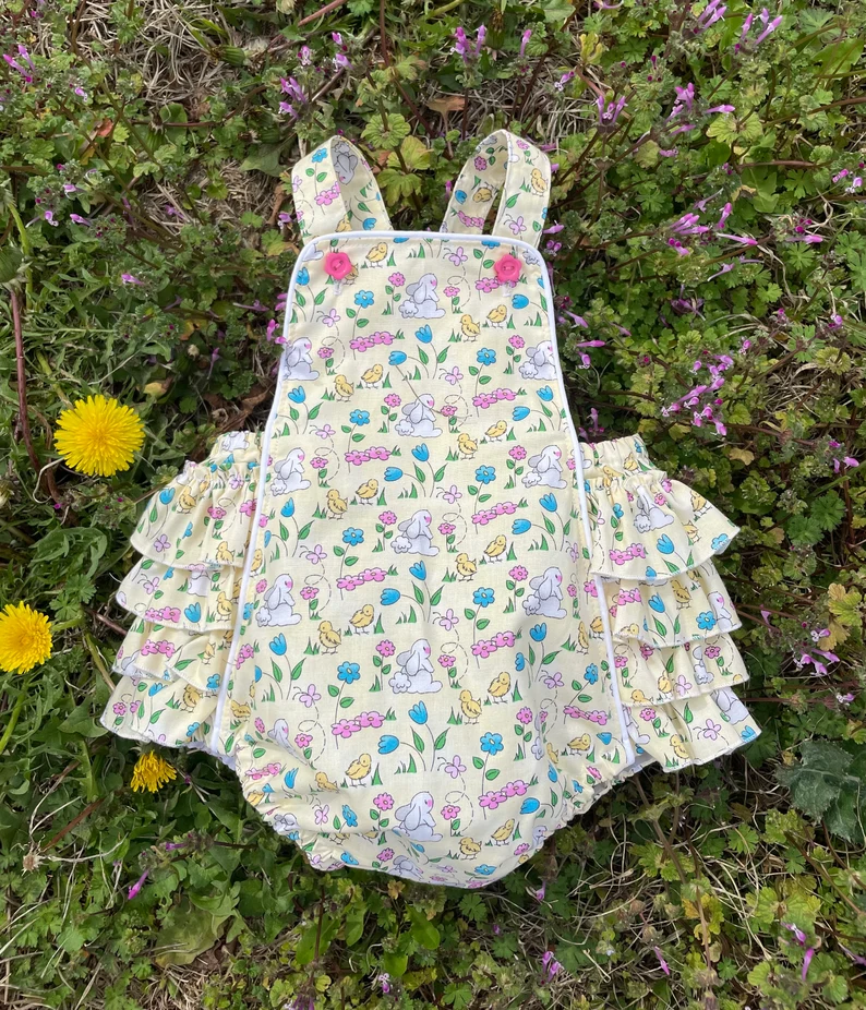 (Pre Order) No moq SR3428 pre-order baby girl clothes bunny flower vest romper-2025.10.28