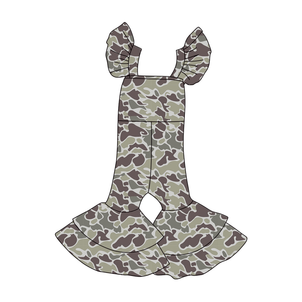 (Pre Order) No moq SR3433 PRE-ORDER baby girl clothes camouflage flying sleeve jumpsuit-2025.10.28