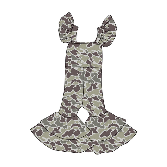 (Pre Order) No moq SR3433 PRE-ORDER baby girl clothes camouflage flying sleeve jumpsuit-2025.10.28