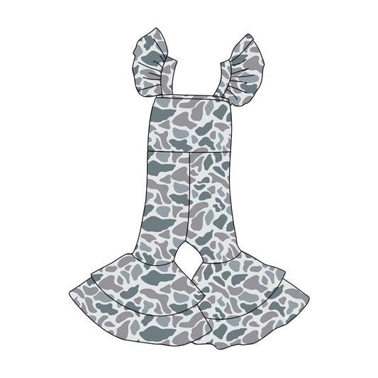 (Pre Order) No moq SR3435 PRE-ORDER baby girl clothes camouflage flying sleeve jumpsuit-2025.10.28
