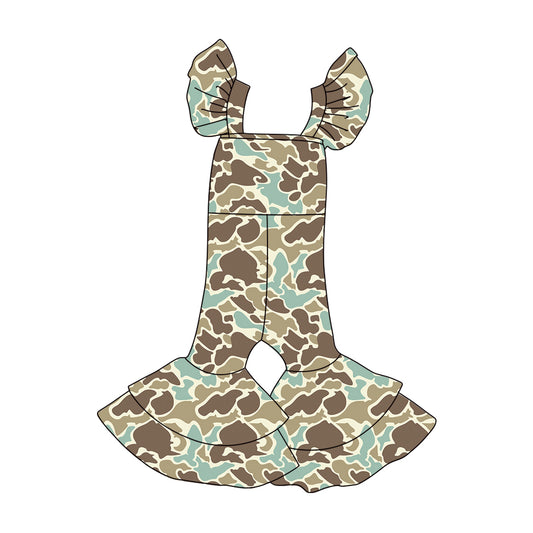 (Pre Order) No moq SR3436 PRE-ORDER baby girl clothes camouflage flying sleeve jumpsuit-2025.10.28