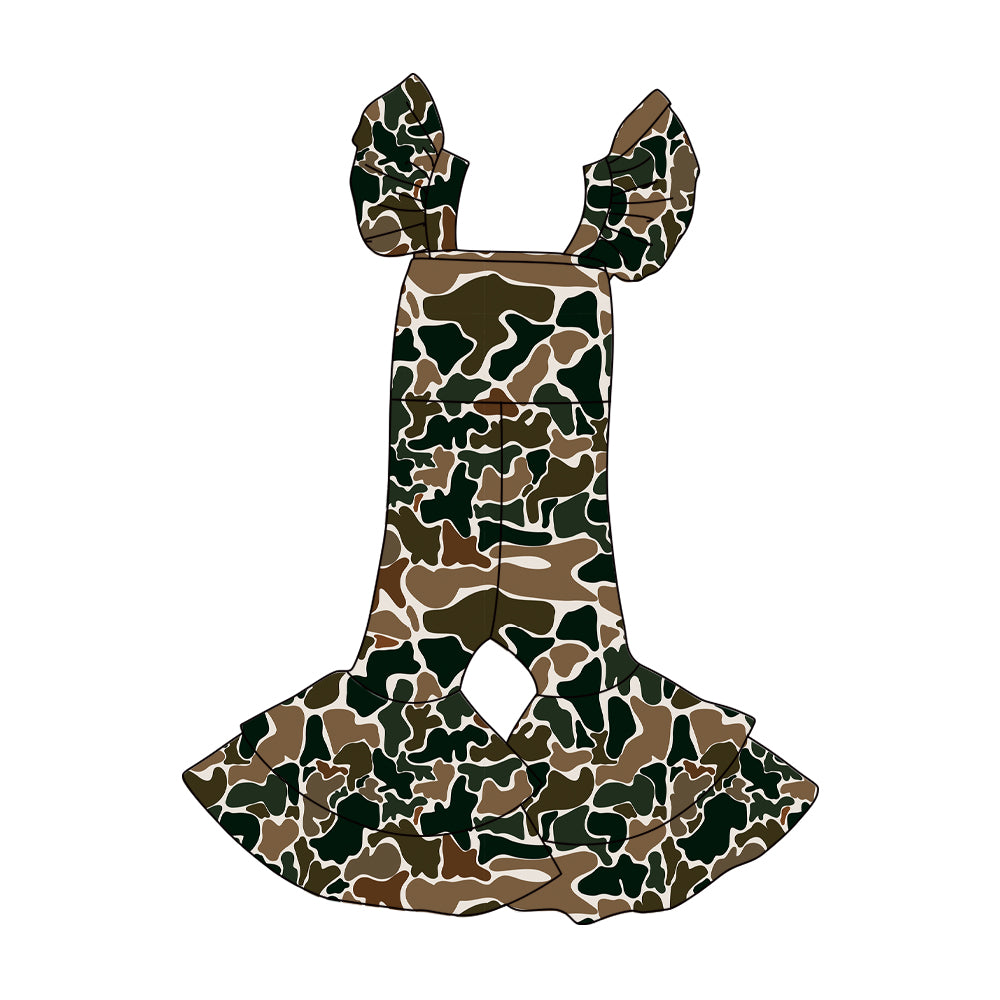(Pre Order) No moq SR3437 PRE-ORDER baby girl clothes camouflage flying sleeve jumpsuit-2025.10.28