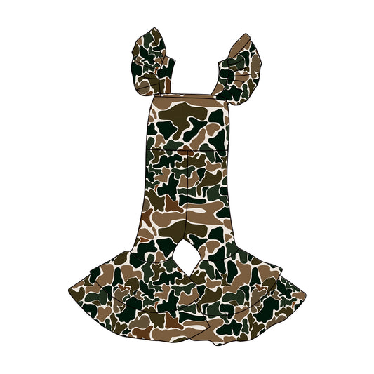 (Pre Order) No moq SR3437 PRE-ORDER baby girl clothes camouflage flying sleeve jumpsuit-2025.10.28