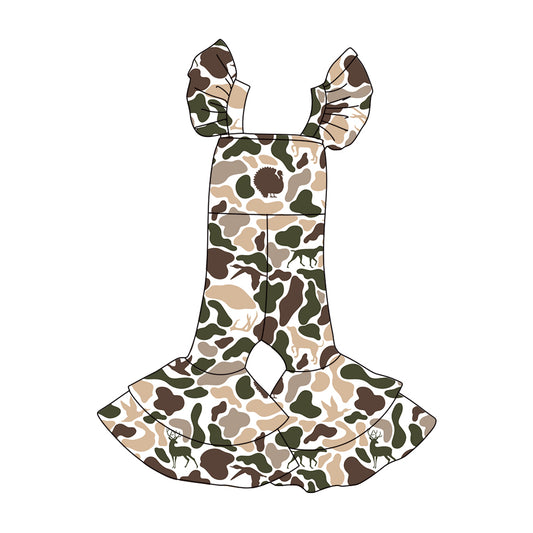 (Pre Order) No moq SR3438 PRE-ORDER baby girl clothes camouflage flying sleeve jumpsuit-2025.10.28