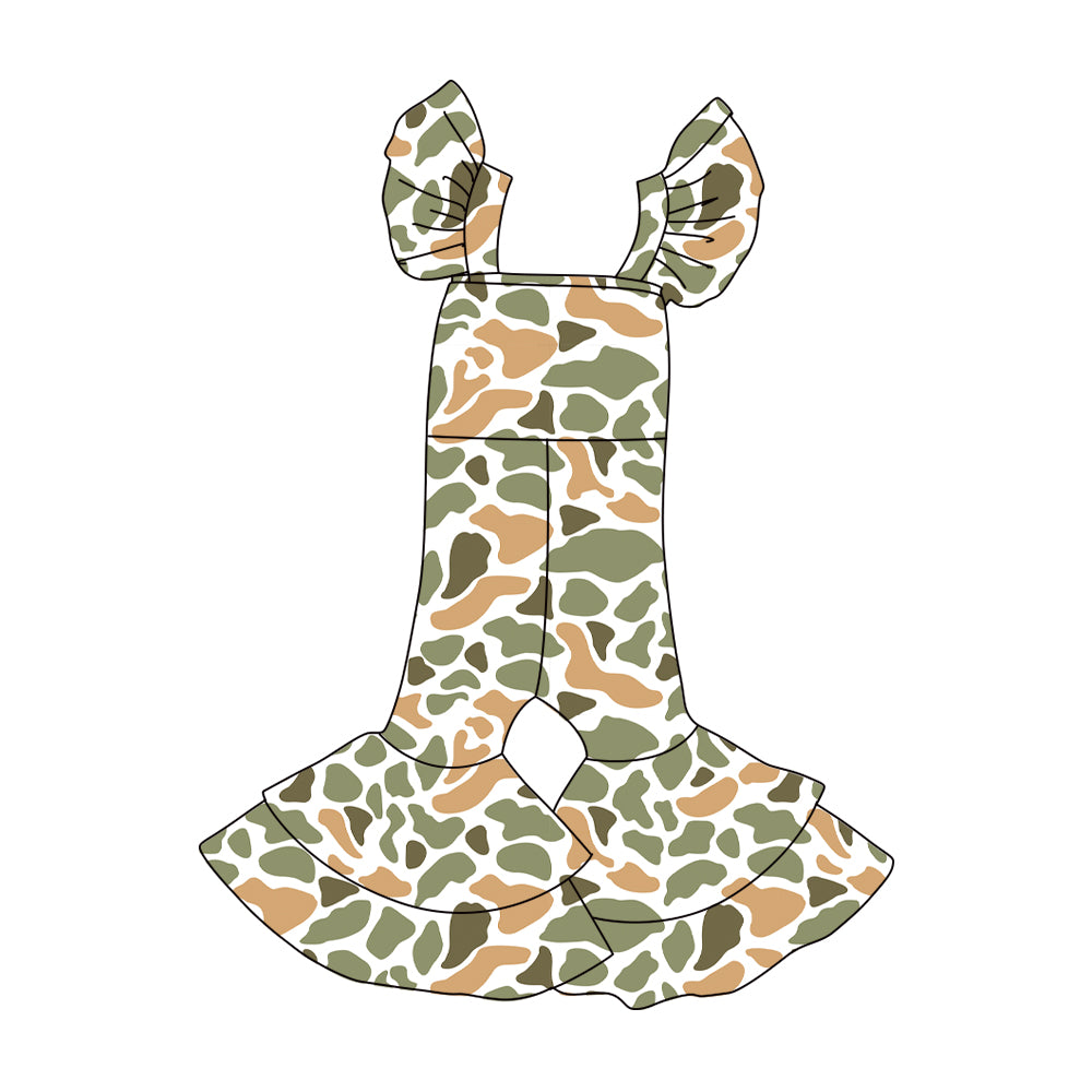 (Pre Order) No moq SR3439 PRE-ORDER baby girl clothes camouflage flying sleeve jumpsuit-2025.10.28