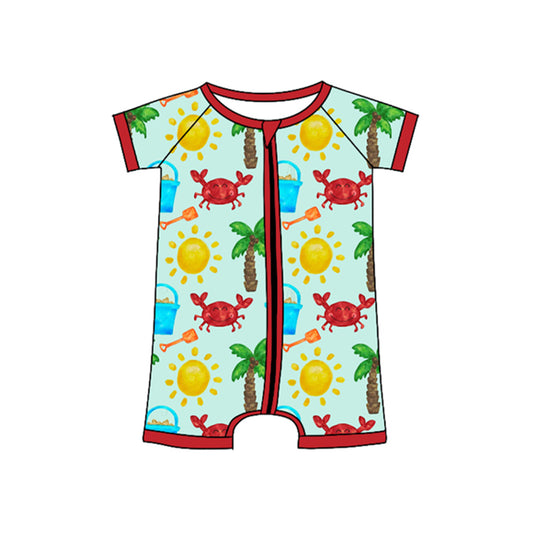 (Pre Order) No moq SR3441 pre-order baby boy clothes crab short sleeve romper-2025.10.29
