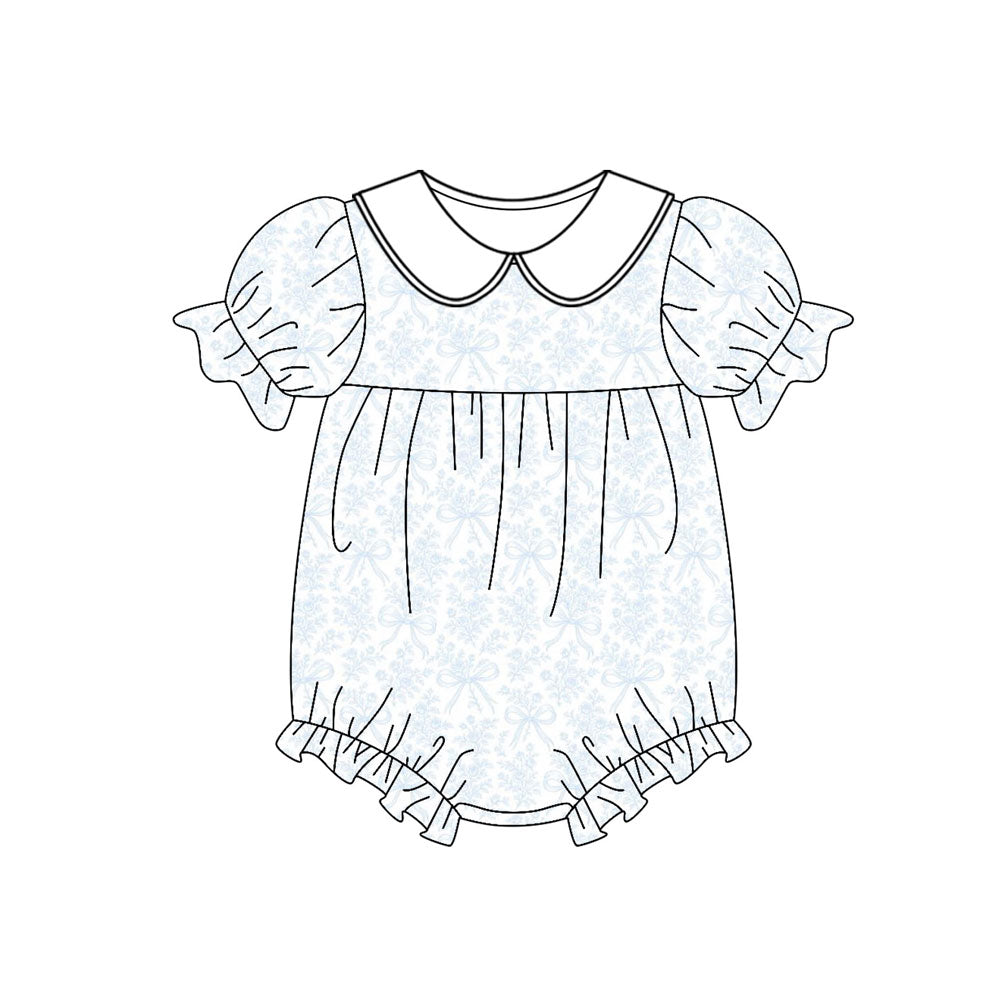 (Pre Order) No moq SR3462 pre-order baby girl clothes floral bow short sleeve romper-2025.10.30