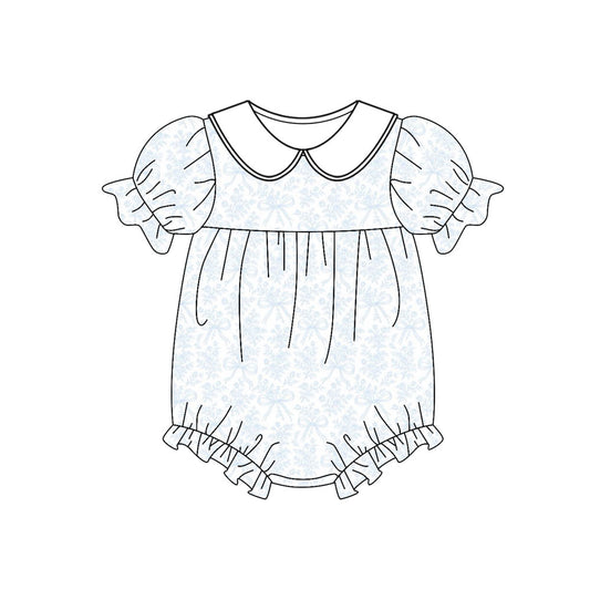 (Pre Order) No moq SR3462 pre-order baby girl clothes floral bow short sleeve romper-2025.10.30