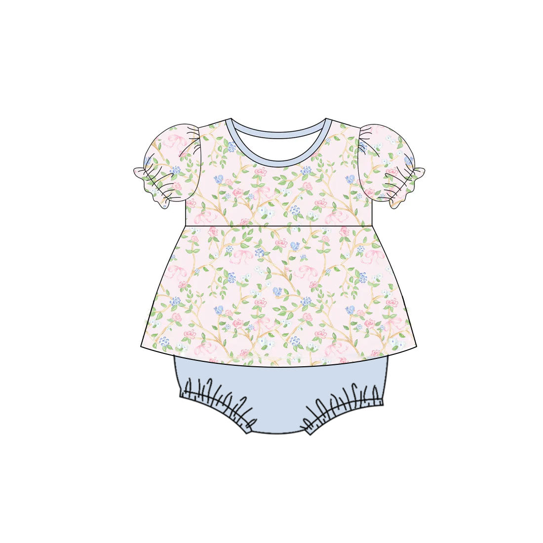 (Pre Order) No moq SR3463 pre-order baby girl clothes floral short sleeve romper-2025.10.30