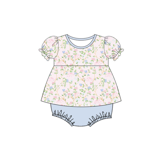 (Pre Order) No moq SR3463 pre-order baby girl clothes floral short sleeve romper-2025.10.30