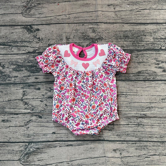 (Pre Order) No moq SR3465 pre-order baby girl clothes love bow smocked short sleeve romper-2025.11.14