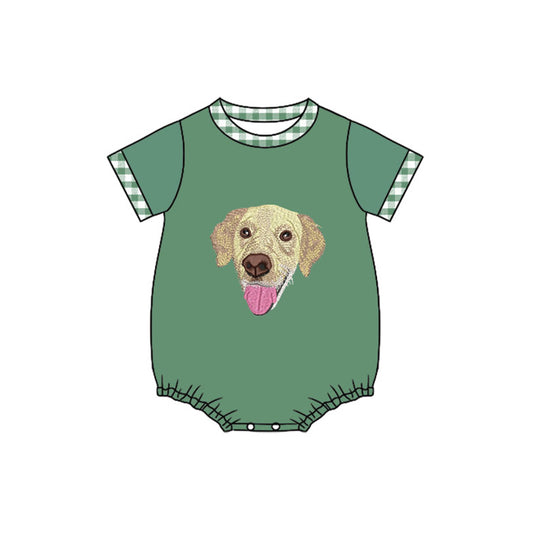 (Pre Order) No moq SR3468 pre-order baby boy clothes puppy green short sleeve romper-2025.10.31