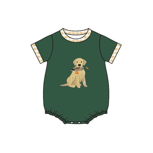 (Pre Order) No moq SR3469 pre-order baby boy clothes puppy duck green short sleeve romper-2025.10.31