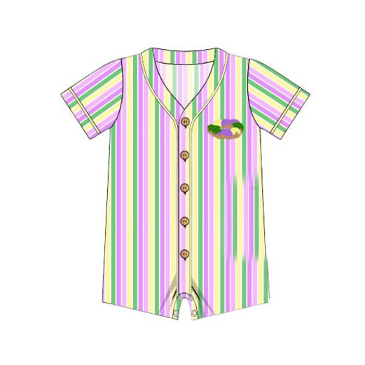 (Pre Order) No moq SR3474 pre-order baby boy clothes mardi gras short sleeve romper-2025.10.31
