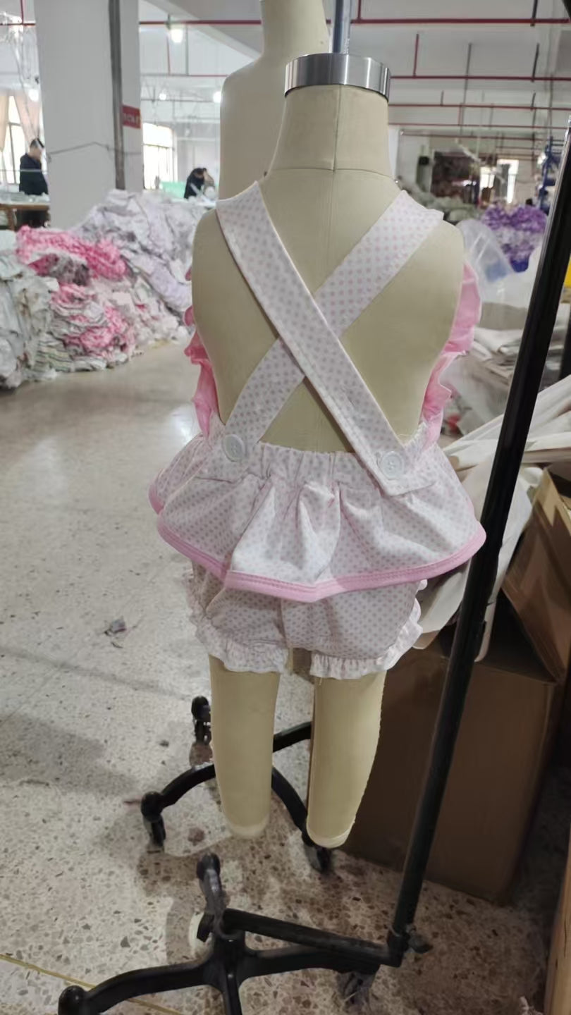 (Pre Order) No moq SR3477 pre-order bab girl clothes bunny bow vest romper-2025.11.30