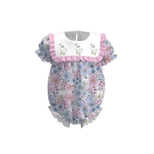 (Pre Order) No moq SR3480 pre-order baby girl clothes floral short sleeve romper-2025.11.4