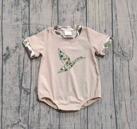 (Pre Order) No moq SR3491 pre-order baby boy clothes embroidery duck short sleeve romper-2025.11.25