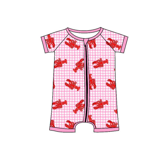 (Pre Order) No moq SR3494 pre-order baby girl clothes lobster short sleeve romper-2025.11.5