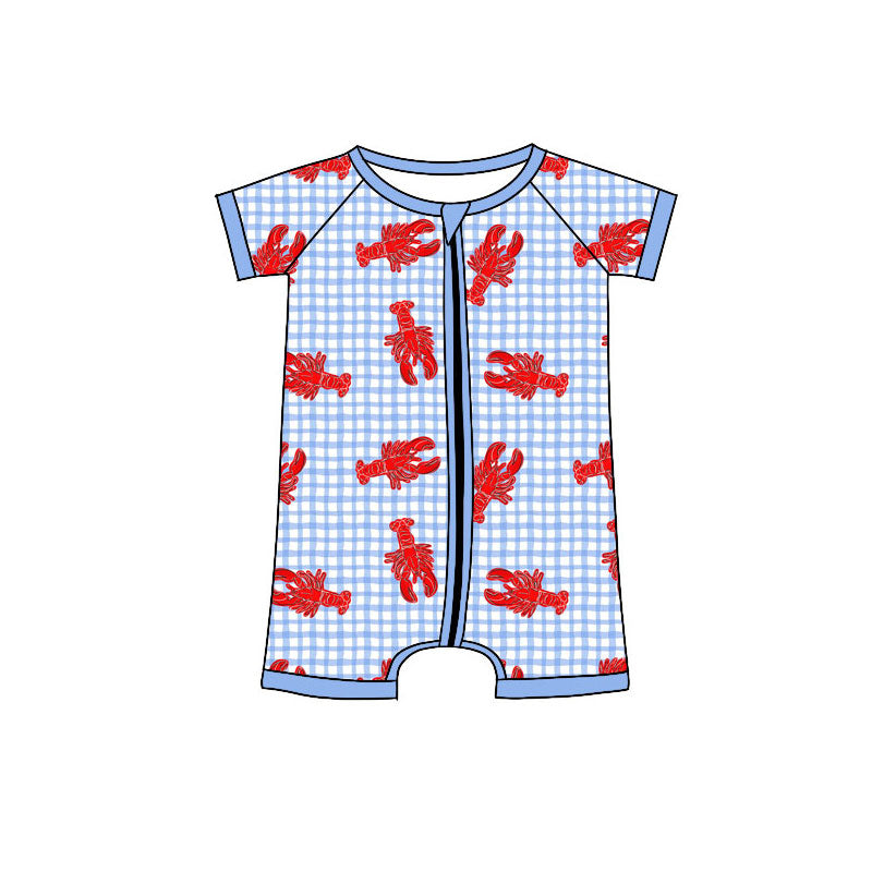 (Pre Order) No moq SR3495 pre-order baby boy clothes lobster short sleeve romper-2025.11.5