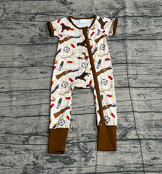 (Pre Order) No moq SR3497 pre-order baby boy clothes duck gun puppy short sleeve romper-2025.11.20