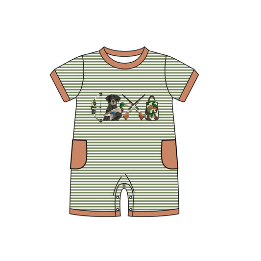(Pre Order) No moq SR3510 pre-order baby boy clothes duck puppy gun short Sleeve romper-2025.11.7