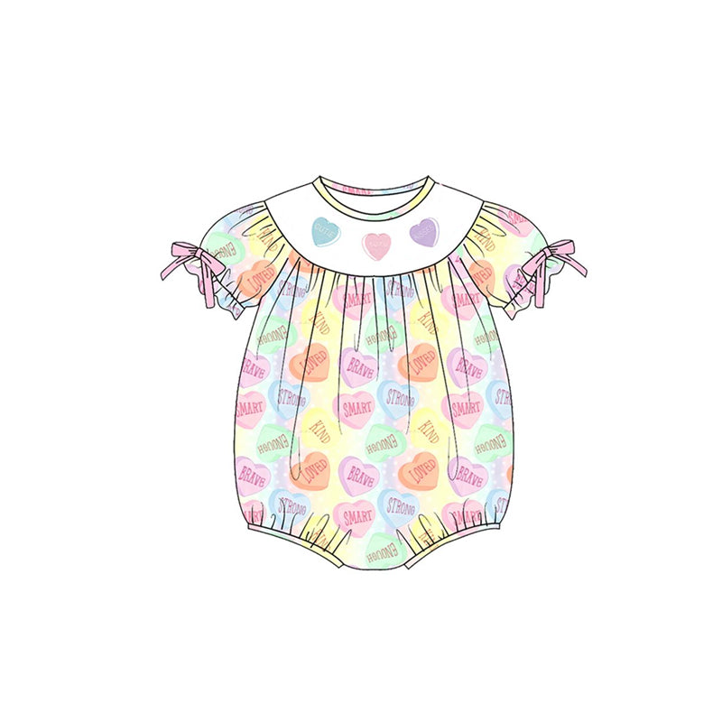 (Pre Order) No moq SR3522 pre-order baby girl clothes love short Sleeve romper-2025.11.8