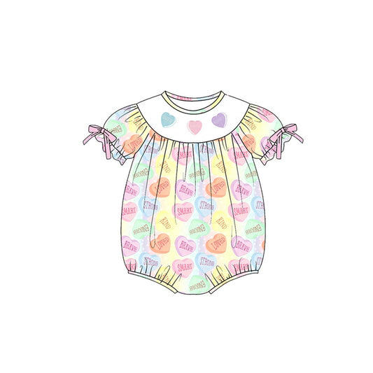 (Pre Order) No moq SR3522 pre-order baby girl clothes love short Sleeve romper-2025.11.8