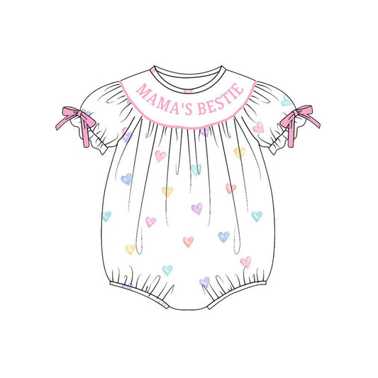 (Pre Order) No moq SR3523 pre-order baby girl clothes MAMA love short Sleeve romper-2025.11.8