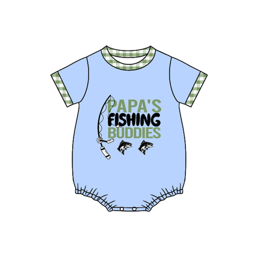 (Pre Order) No moq SR3530 pre-order baby boy clothes PAPA FISHING short Sleeve romper-2025.11.10