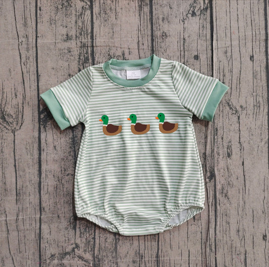 (Pre Order) No moq SR3531 pre-order baby boy clothes embroidery duck short Sleeve romper-2025.11.24