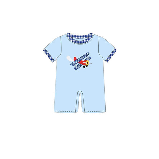 (Pre Order) No moq SR3543 pre-order baby boy clothes blue short Sleeve romper-2025.11.12