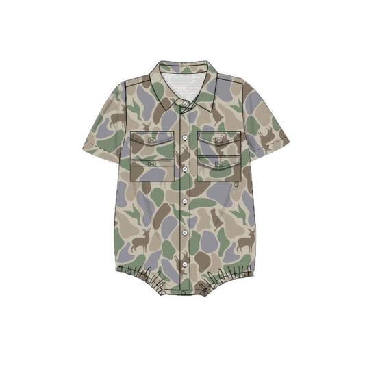 (Pre Order) No moq SR3544 pre-order baby boy clothes camouflage short Sleeve romper-2025.11.12