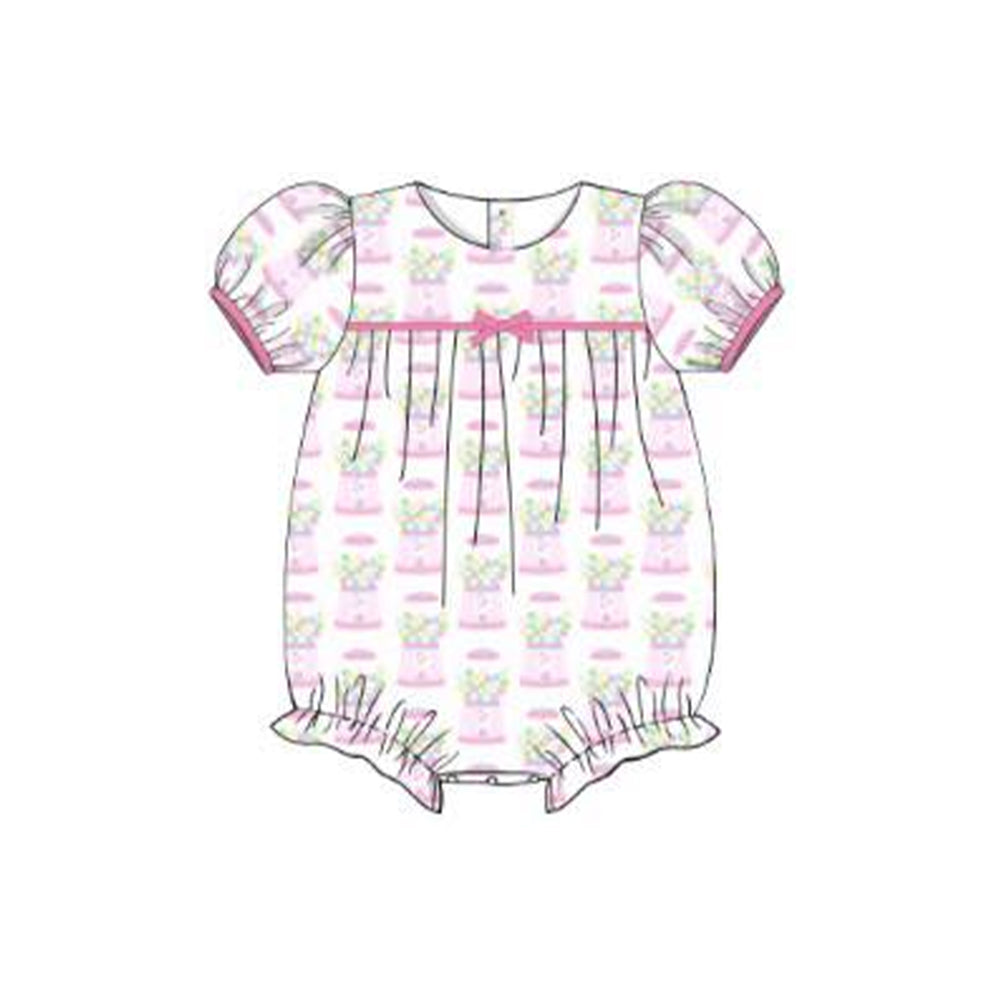(Pre Order) No moq SR3552 pre-order baby girl clothes pink short sleeve romper-2025.11.14