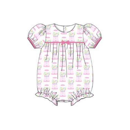 (Pre Order) No moq SR3552 pre-order baby girl clothes pink short sleeve romper-2025.11.14